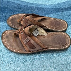 UGG Fur lined Slip On Suede Sandals, Sz 8